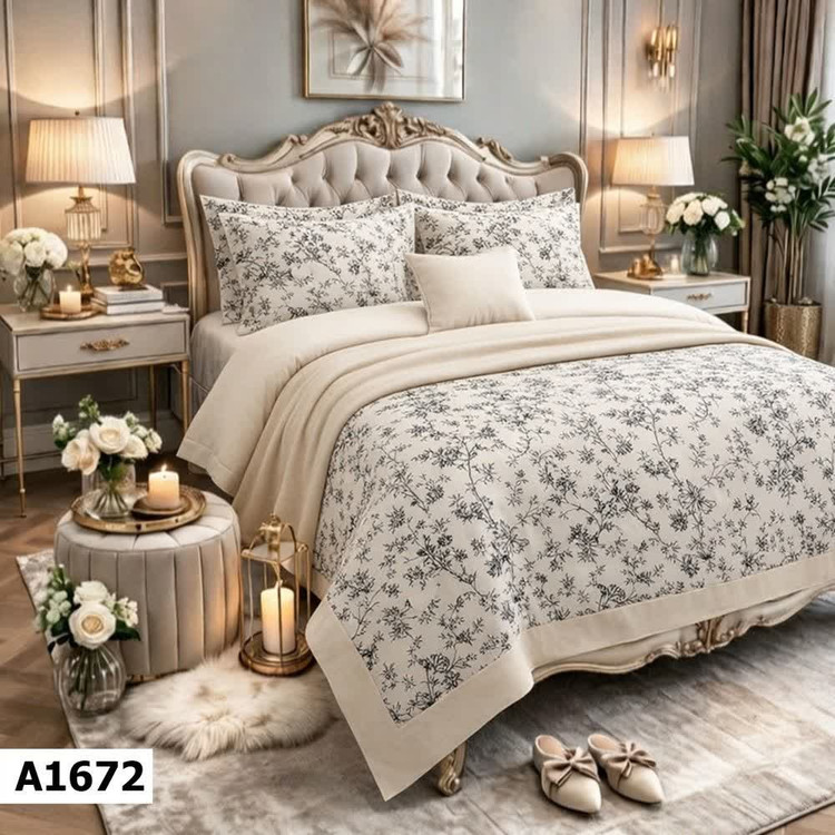 روتختی لاکچری پینترستی چاپی ساده طرح گل زیبا جنس نخ میکروتنسل