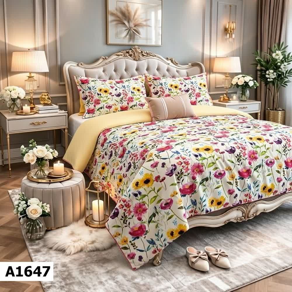 روتختی لاکچری پینترستی چاپی ساده طرح گل جنس نخ میکروتنسل